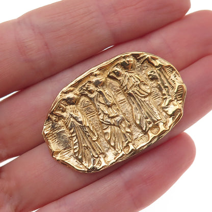 835 Silver Gold Plated Vintage Ancient-Style Storyteller Pin Brooch