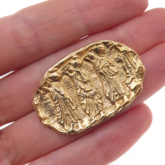 835 Silver Gold Plated Vintage Ancient-Style Storyteller Pin Brooch