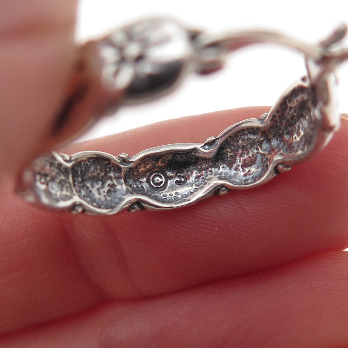 Shube 925 Sterling Silver Vintage Sun Symbol Oxidized Hoop Earrings