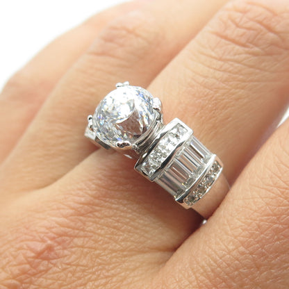 925 Sterling Silver Round-Cut C Z Engagement Ring Size 9