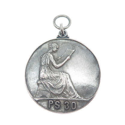 MOELLER Sterling Silver Antique 1920 General Excellence Public School 30 Pendant