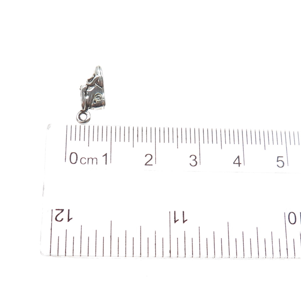 SUNWEST 925 Sterling Silver Vintage Real Diamond Shoe Minimalist 3D Pendant