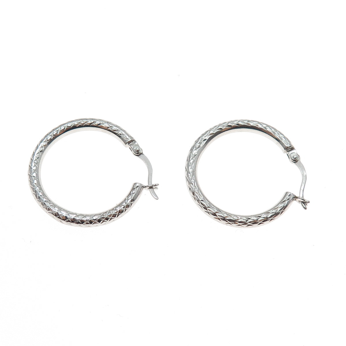 925 Sterling Silver Mesh Pattern Hoop Earrings