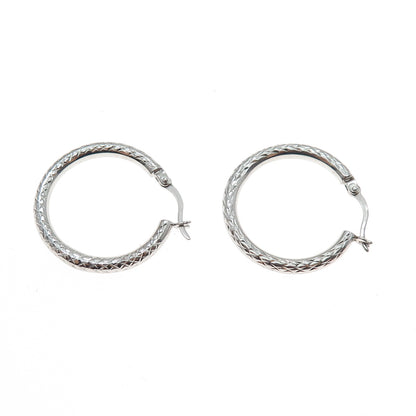 925 Sterling Silver Mesh Pattern Hoop Earrings