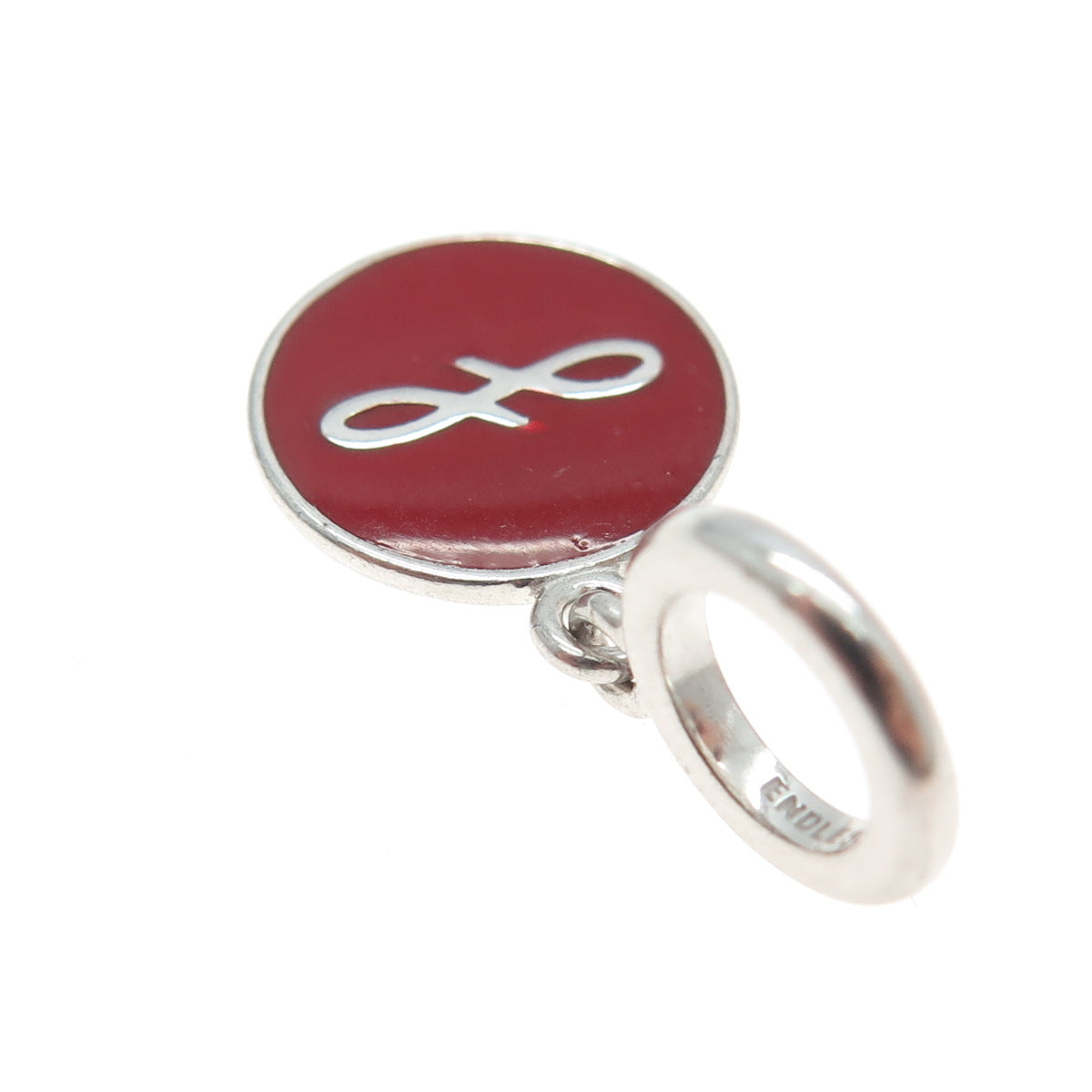 ENDLESS 925 Sterling Silver Red Enamel Infinity Love Dangle Charm