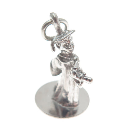 925 Sterling Silver Vintage Graduate Boy Minimalist 3D Charm Pendant