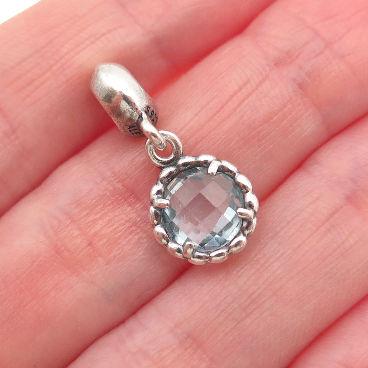 PANDORA 925 Sterling Silver Real Blue Topaz Cool Breeze Dangle Charm