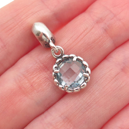 PANDORA 925 Sterling Silver Real Blue Topaz Cool Breeze Dangle Charm