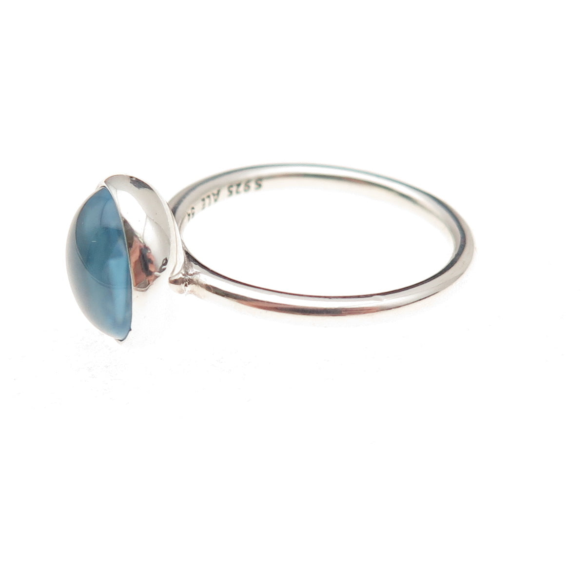 Pandora 925 Sterling Silver Aqua Blue Crystal Poetic Droplet Ring Size 6.75