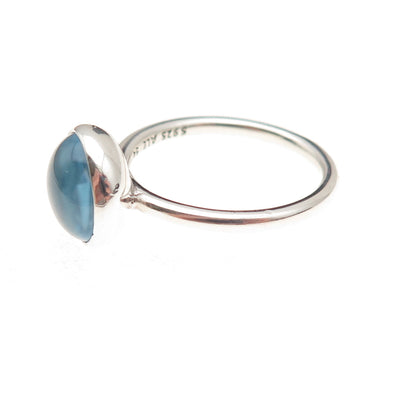 Pandora 925 Sterling Silver Aqua Blue Crystal Poetic Droplet Ring Size 6.75
