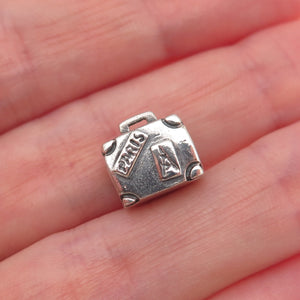 Pandora 925 Sterling Silver Paris Travel Suitcase Slide Bead Charm