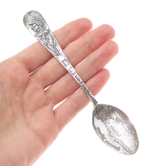 MECHANICS Sterling Silver Antique Art Deco Detroit States & Cities Coffee Spoon
