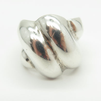 J. ESPOSITO 925 Sterling Silver Vintage Ribbed Wide Ring Size 6