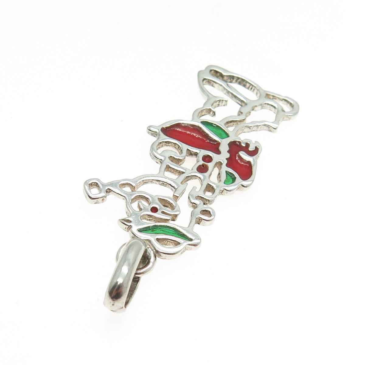 925 Sterling Silver Vintage Italy Enamel Popeye Cartoon Character Pendant