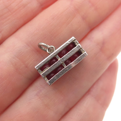 Wells Sterling Silver Antique Art Deco Cape Cod Cranberry Crate 3D Mini Pendant
