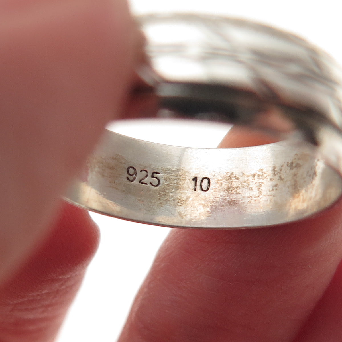 925 Sterling Silver Vintage Textured Rotating Band Ring Size 10.5