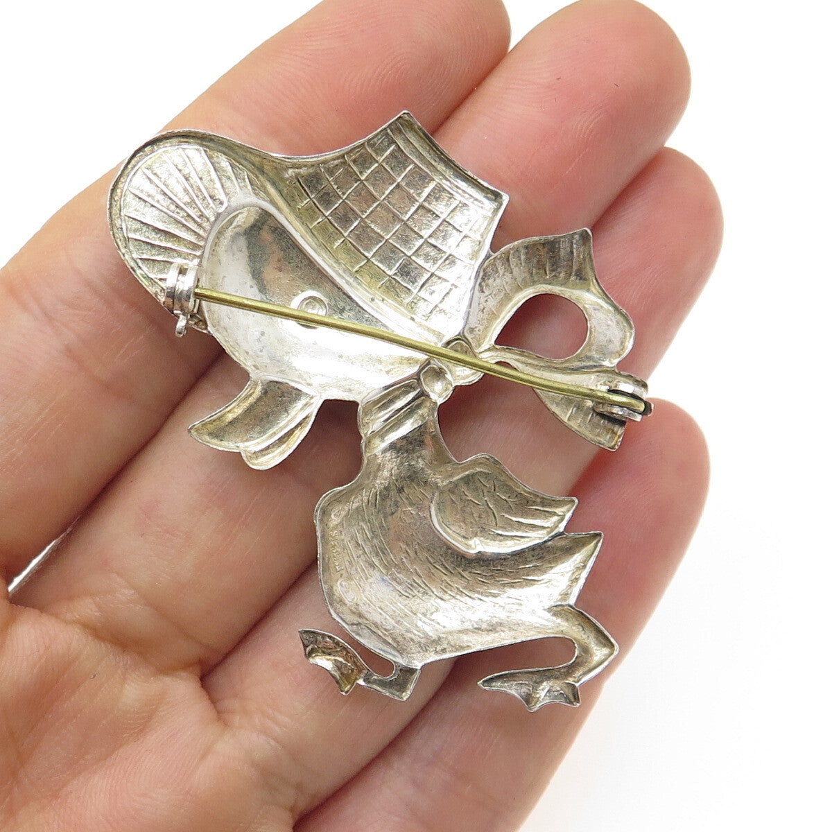 SB Silverman Brothers 925 Sterling Silver Vintage Duck Bird Pin Brooch