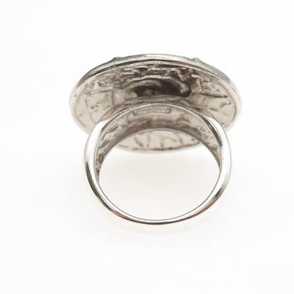 925 Sterling Silver Vintage Modernist Yin Yang Oxidized Ring Size 7