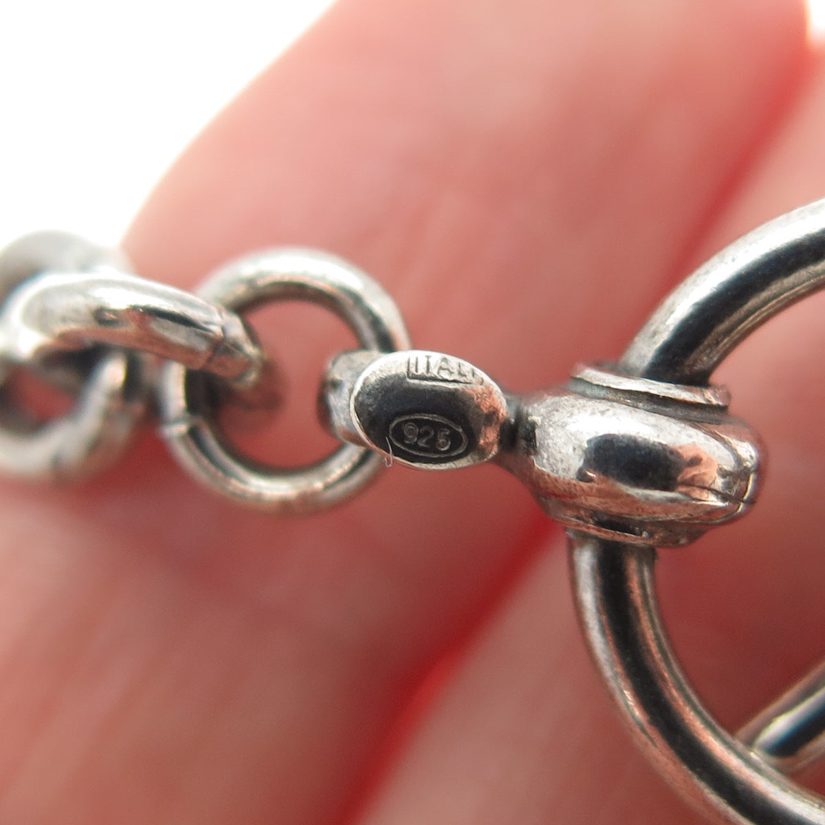 925 Sterling Silver Vintage Italy Oxidized Cable Link Bracelet 6.75"