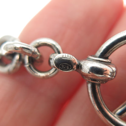 925 Sterling Silver Vintage Italy Oxidized Cable Link Bracelet 6.75"