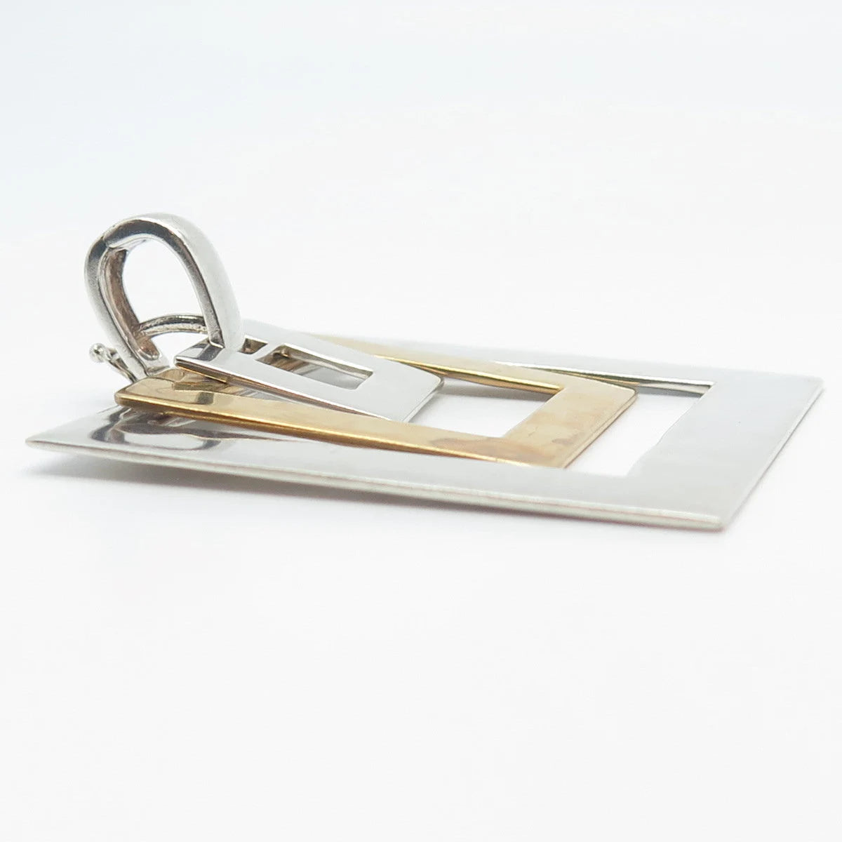 925 Sterling Silver 2-Tone Vintage Robert Lee Morris Open Triple Square Pendant