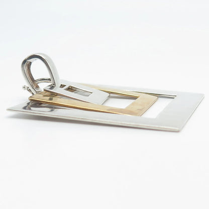925 Sterling Silver 2-Tone Vintage Robert Lee Morris Open Triple Square Pendant