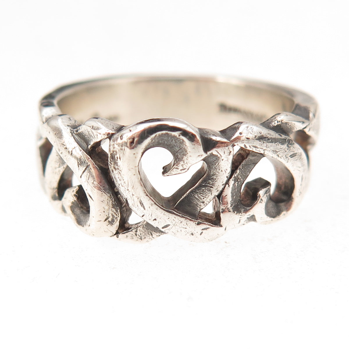 Tiffany & Co. Paloma Picasso Sterling Silver Vintage Loving Heart Ring Size 6.75