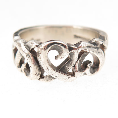 Tiffany & Co. Paloma Picasso Sterling Silver Vintage Loving Heart Ring Size 6.75