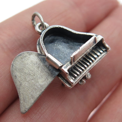 BEAU 925 Sterling Silver Vintage Grand Piano Minimalist 3D Charm Locket Pendant