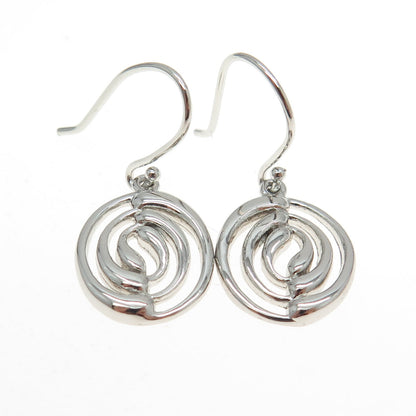 925 Sterling Silver Modernist Yin Yang Dangling Earrings