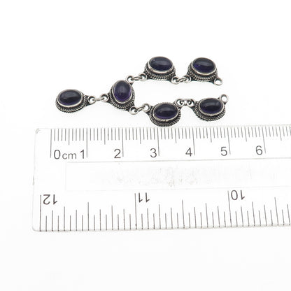 925 Sterling Silver Vintage Real Cabochon Amethyst Centerpiece Necklace Part