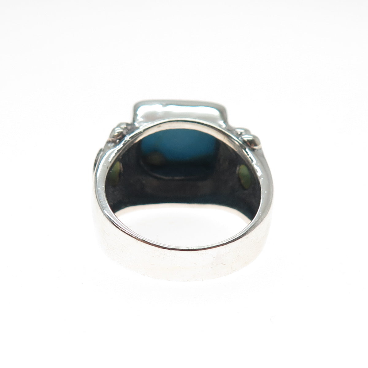 925 Sterling Silver Vintage Real Turquoise Modernist Ring Size 8.5