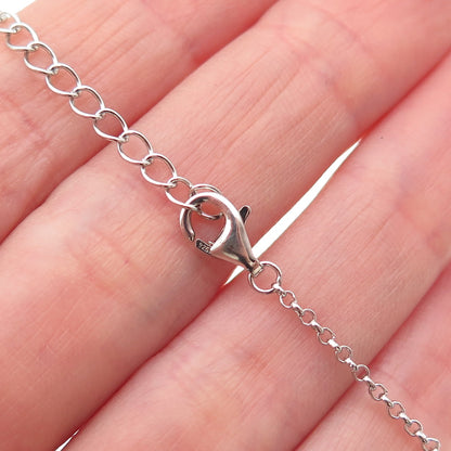 925 Sterling 14K Gold ATR Real Blue & White Topaz Lariat Chain Necklace 16-18"