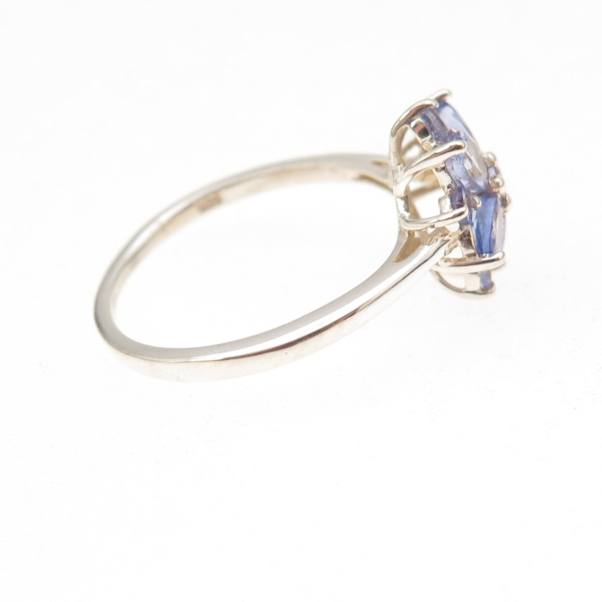 Chuck Clemency 925 Sterling Silver Real Tanzanite Floral Ring Size 7.25