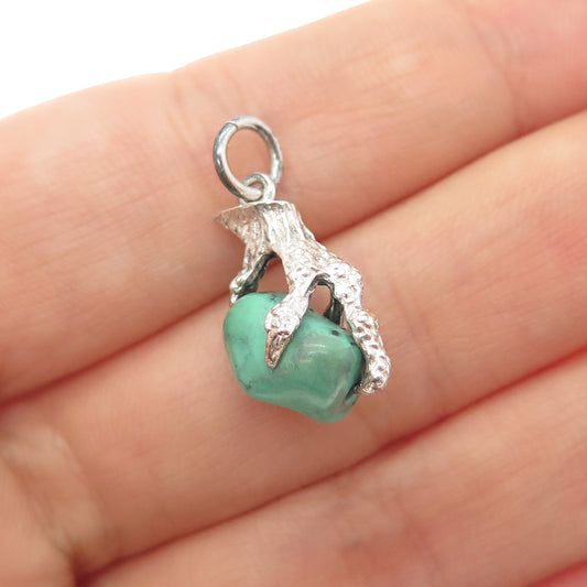 925 Sterling Silver Vintage Real Turquoise Dragon Claw Mini Charm Pendant