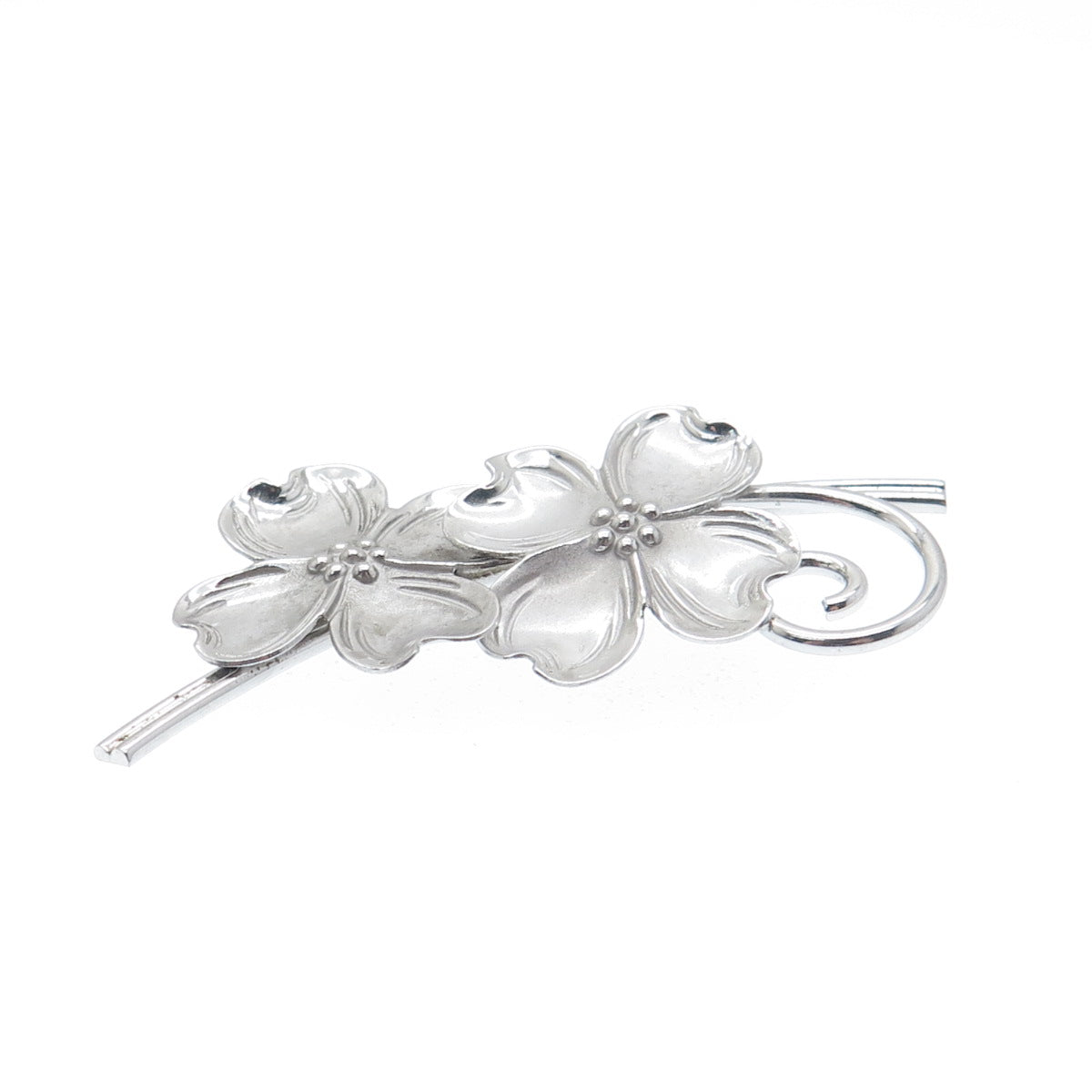 BEAU 925 Sterling Silver Vintage Dogwood Flower Pin Brooch
