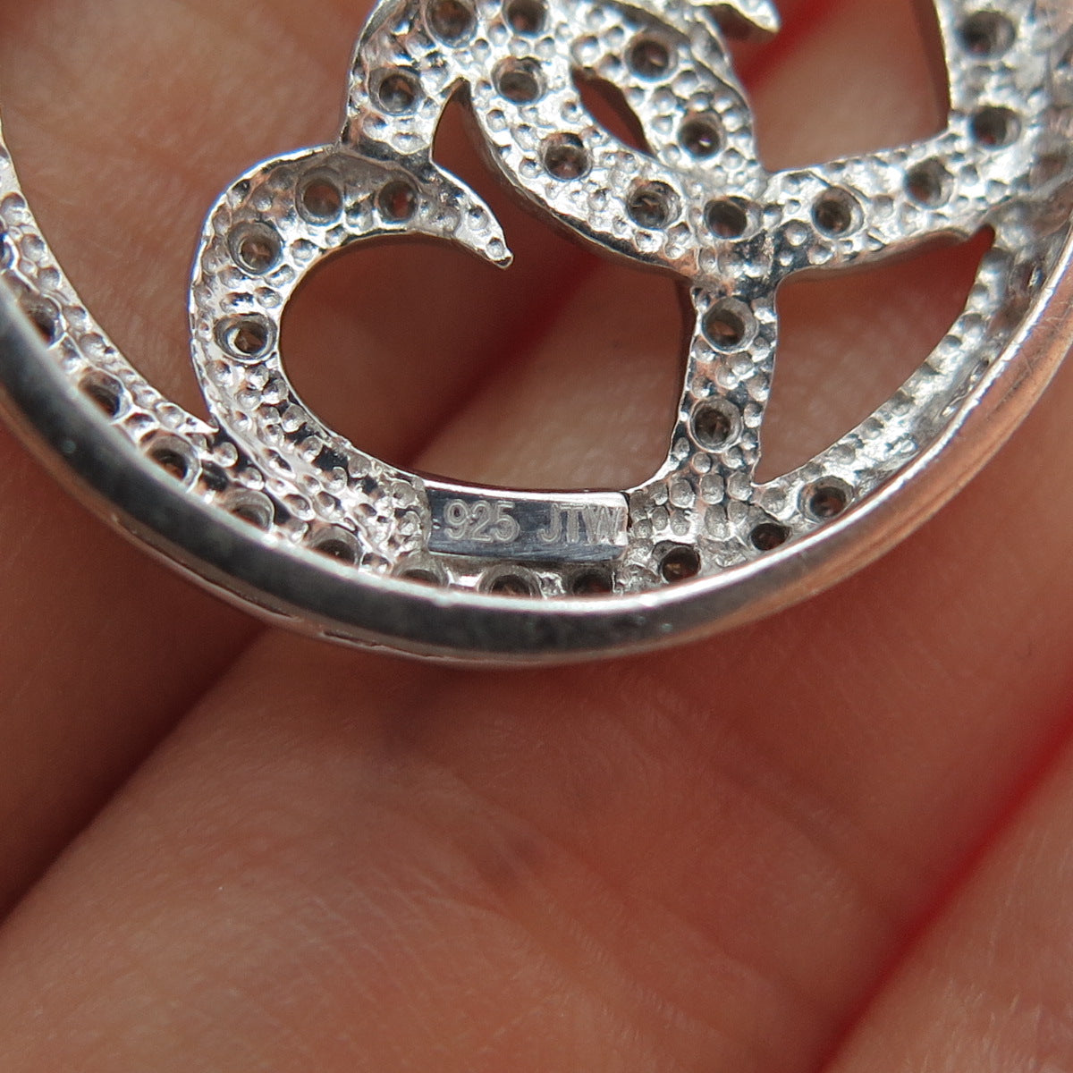 925 Sterling Silver Real Champagne Diamond Love Couple Heart Slide Pendant