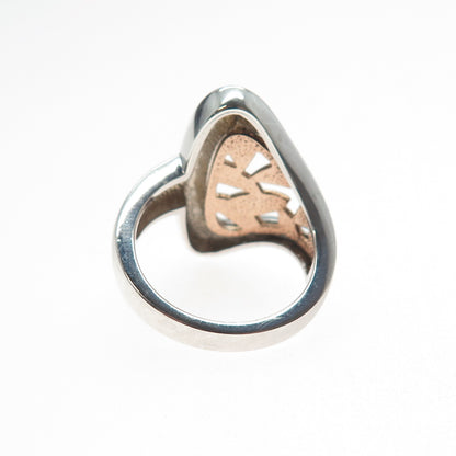 FRANZ BREUNING 925 Sterling Silver 2-Tone Vintage Modenrist Ring Size 7.25