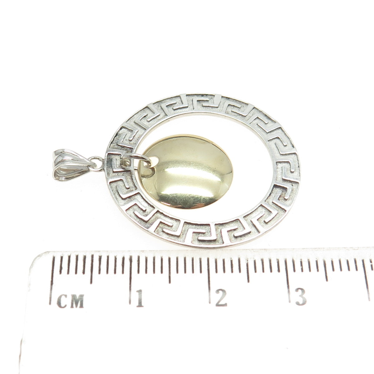 925 Sterling Silver 2-Tone Vintage Turkey Greek Maze Pendant