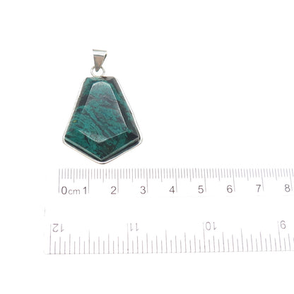 925 Sterling Silver Vintage Chrysocolla Modernist Charm Pendant