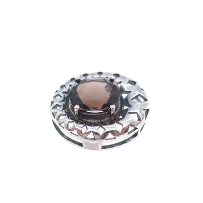 CLYDE DUNEIER CID 925 Sterling Vintage Real Smoky Quartz Oxidized Slide Pendant
