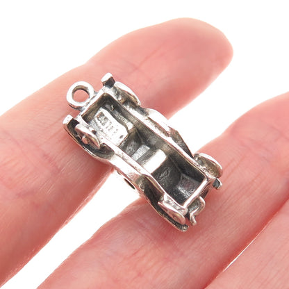 925 Sterling Silver Antique Art Deco Retro Car Oxidized 3D Charm Pendant