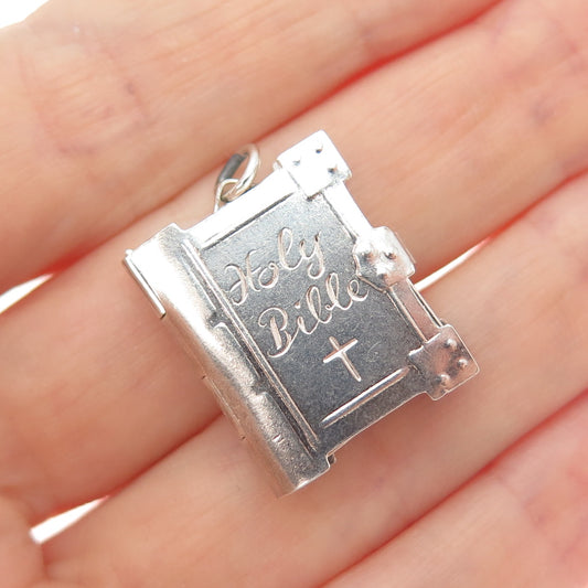 CHIM 925 Sterling Silver Vintage Holy Bible Locket Minimalist Charm Pendant