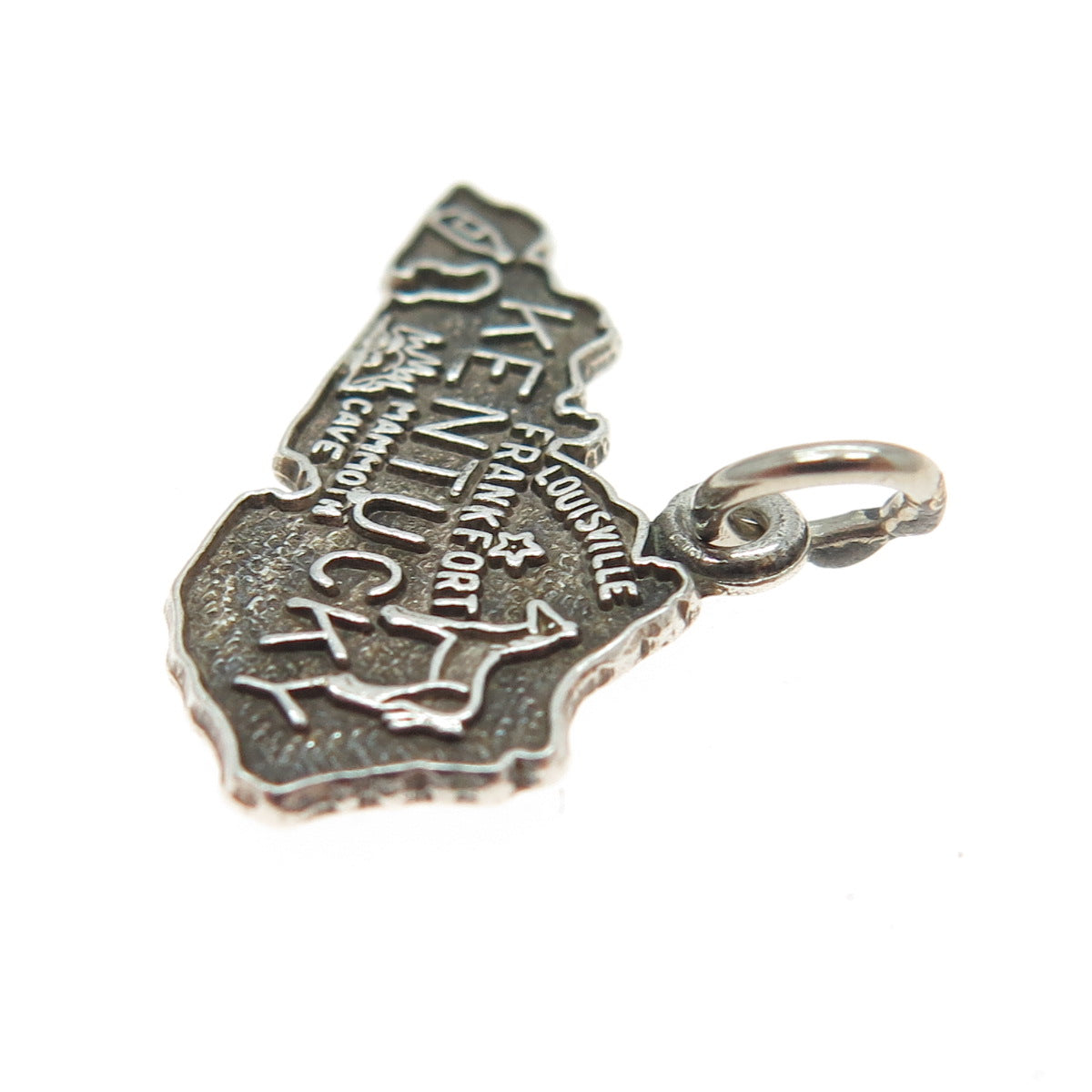 FRENCH & FRANKLIN 925 Sterling Silver Vintage Kentucky State Map Charm Pendant