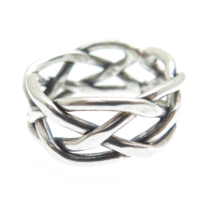 925 Sterling Silver Vintage Mexico Woven Band Ring Size 6