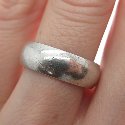 925 Sterling Silver Vintage Classic Wedding Band Oxidized Ring Size 6