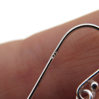 925 Sterling Silver Oval & Heart Dangle Earrings