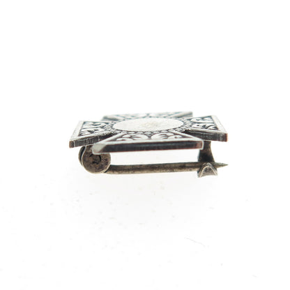 925 Sterling Silver Antique Art Deco Cross Pin Brooch