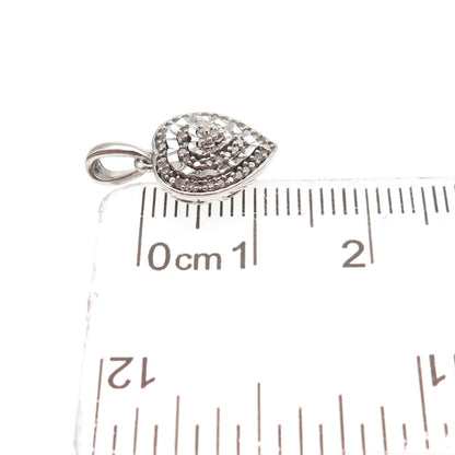 925 Sterling Silver Real Round-Cut Diamond Heart Mini Charm Pendant
