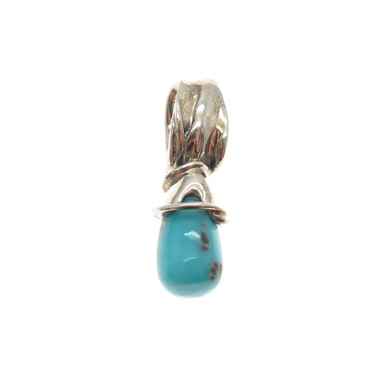 HAGIT GORALI 925 Sterling Silver Vintage Real Turquoise Modernist Charm Pendant